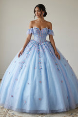 Chicas CHF3114 Embroidered Sparkle Tulle Quinceanera Gown With Corset