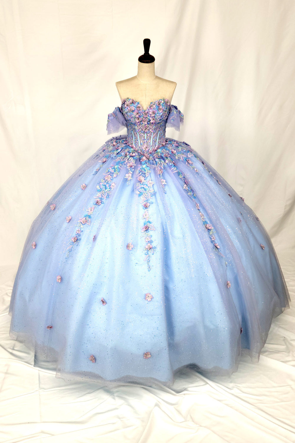 Chicas CHF3114 Embroidered Sparkle Tulle Quinceanera Gown With Corset