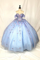 Chicas CHF3114 Embroidered Sparkle Tulle Quinceanera Gown With Corset