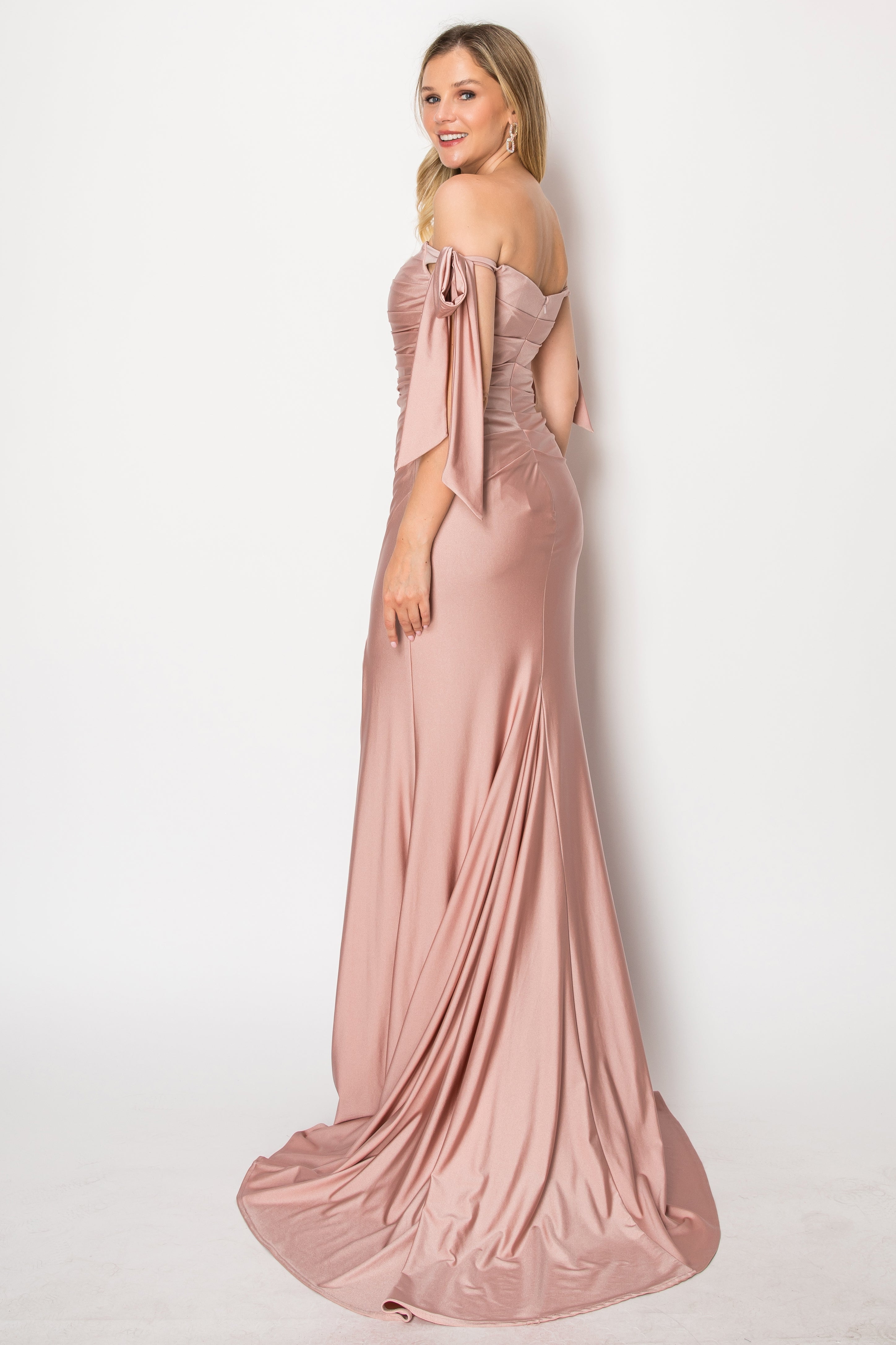 Chicas DM-8010 Bridesmaid or Evening Gown Off-The-Shoulder With Train