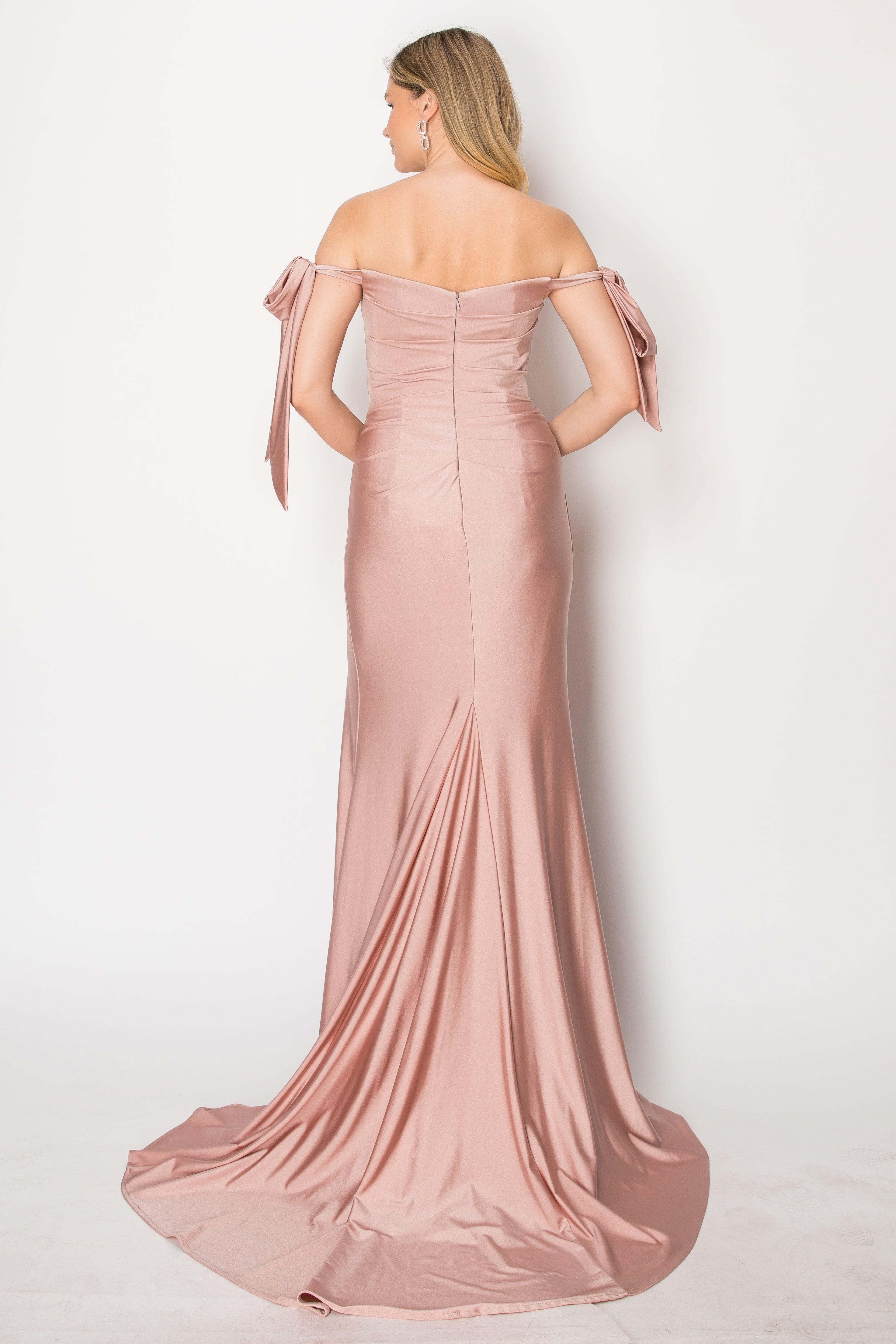 Chicas DM-8010 Bridesmaid or Evening Gown Off-The-Shoulder With Train