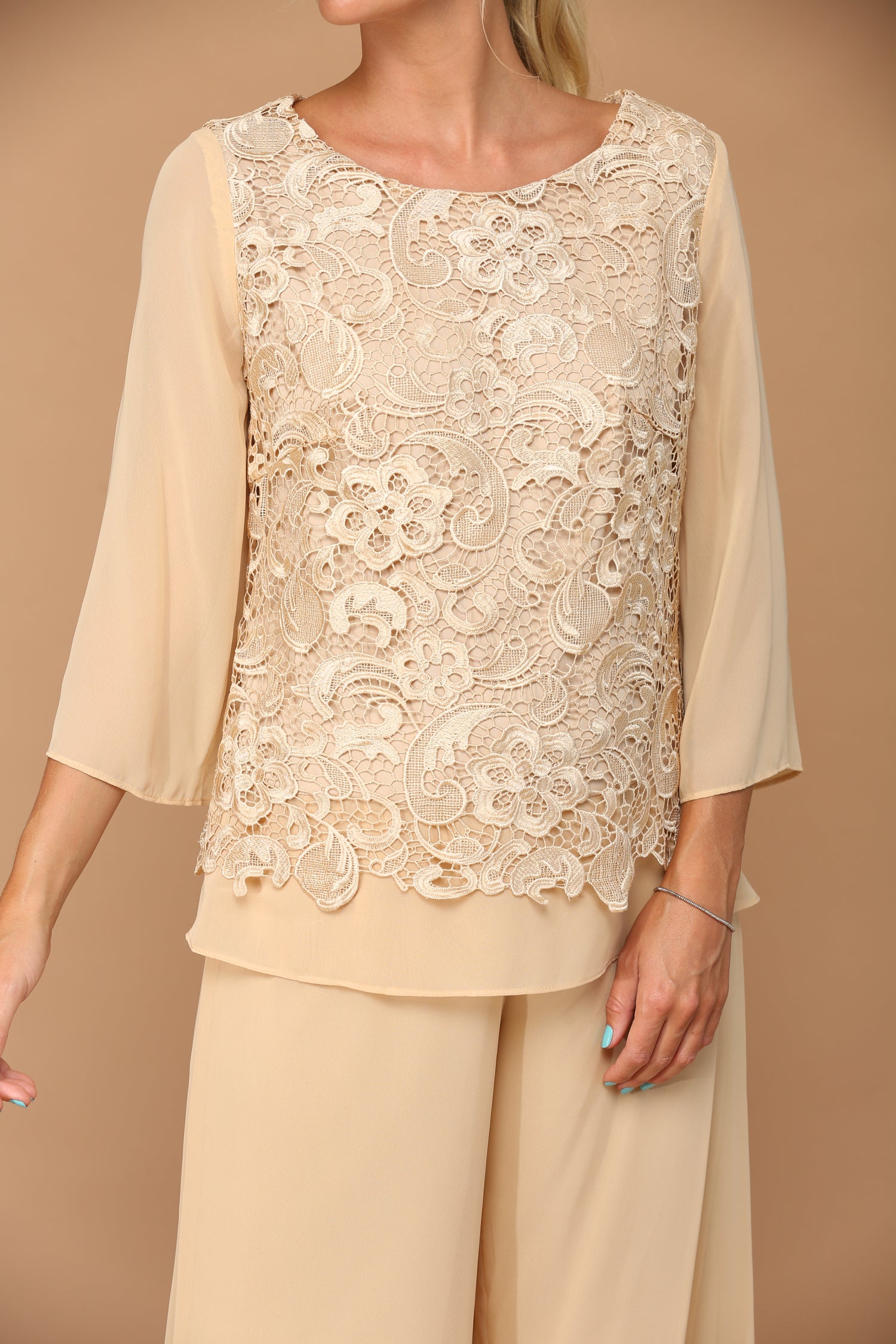 Eva USA 3289 Women's Lace and Chiffon Pant Suit
