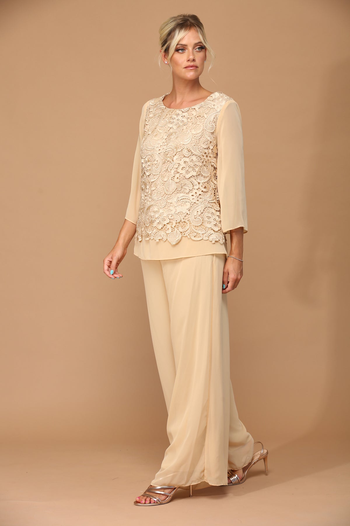 Eva USA 3289 Women's Lace and Chiffon Pant Suit