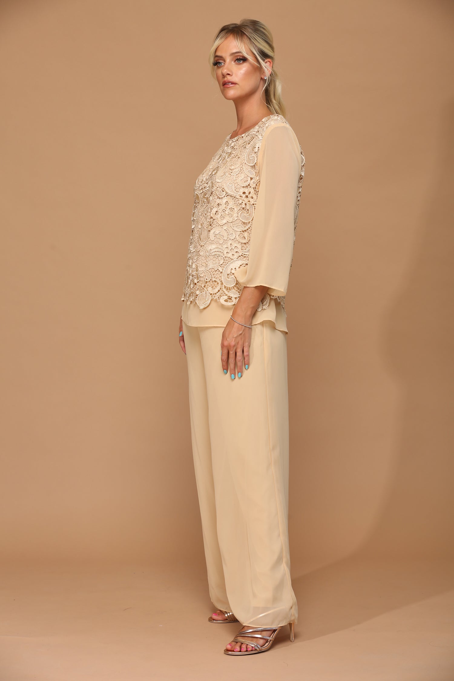Eva USA 3289 Women's Lace and Chiffon Pant Suit