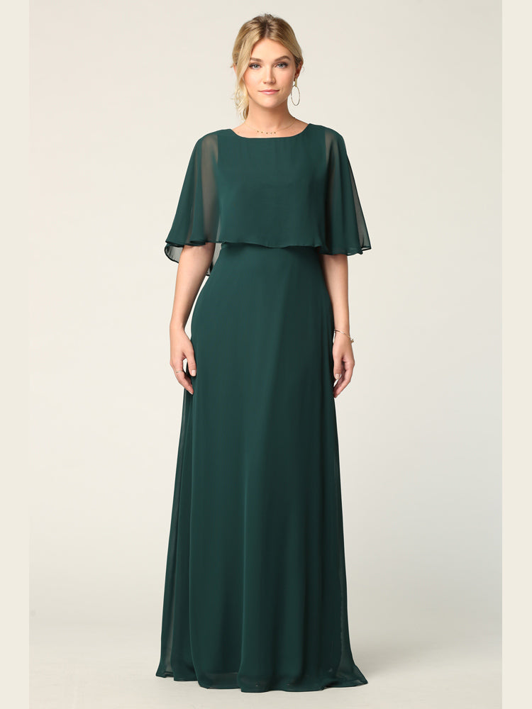 Eva USA 3348 Chiffon Bridesmaid Gown with Cape Overlay