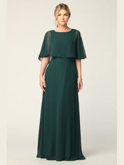 Eva USA 3348 Chiffon Bridesmaid Gown with Cape Overlay