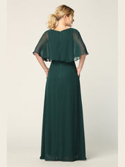 Eva USA 3348 Chiffon Bridesmaid Gown with Cape Overlay