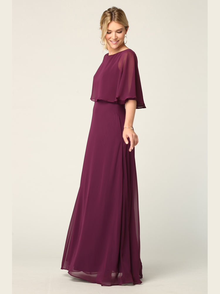 Eva USA 3348 Chiffon Bridesmaid Gown with Cape Overlay