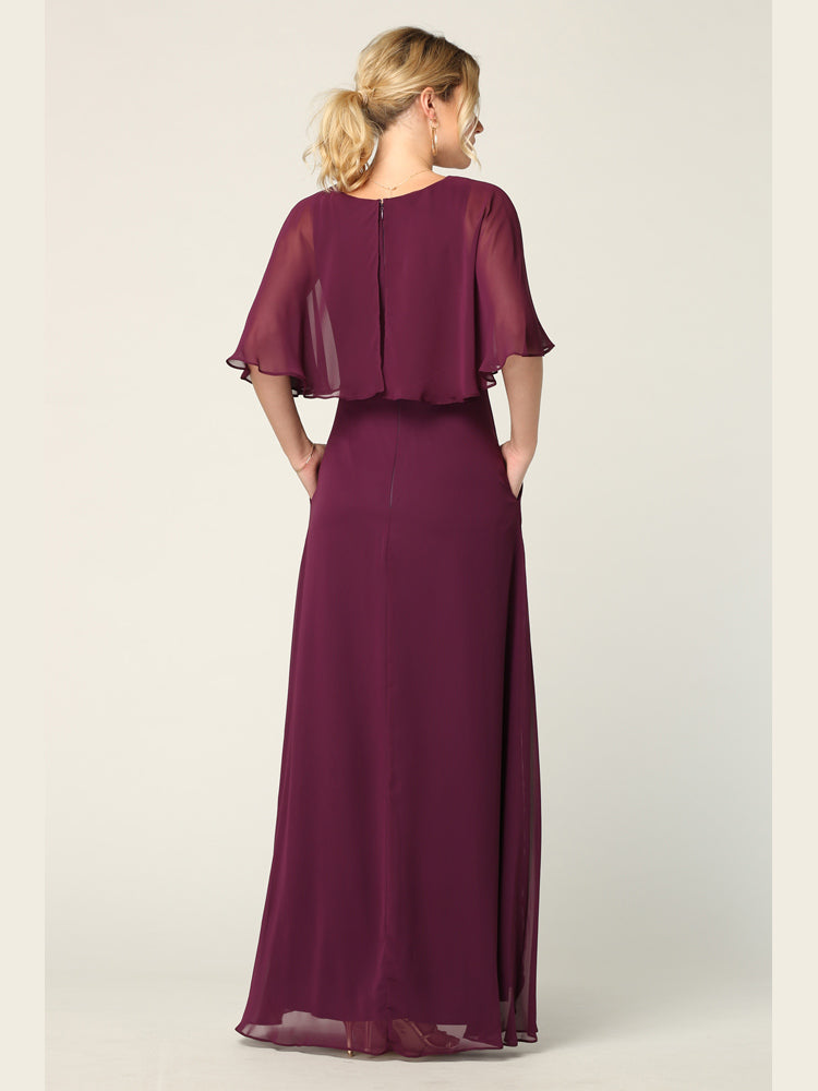 Eva USA 3348 Chiffon Bridesmaid Gown with Cape Overlay
