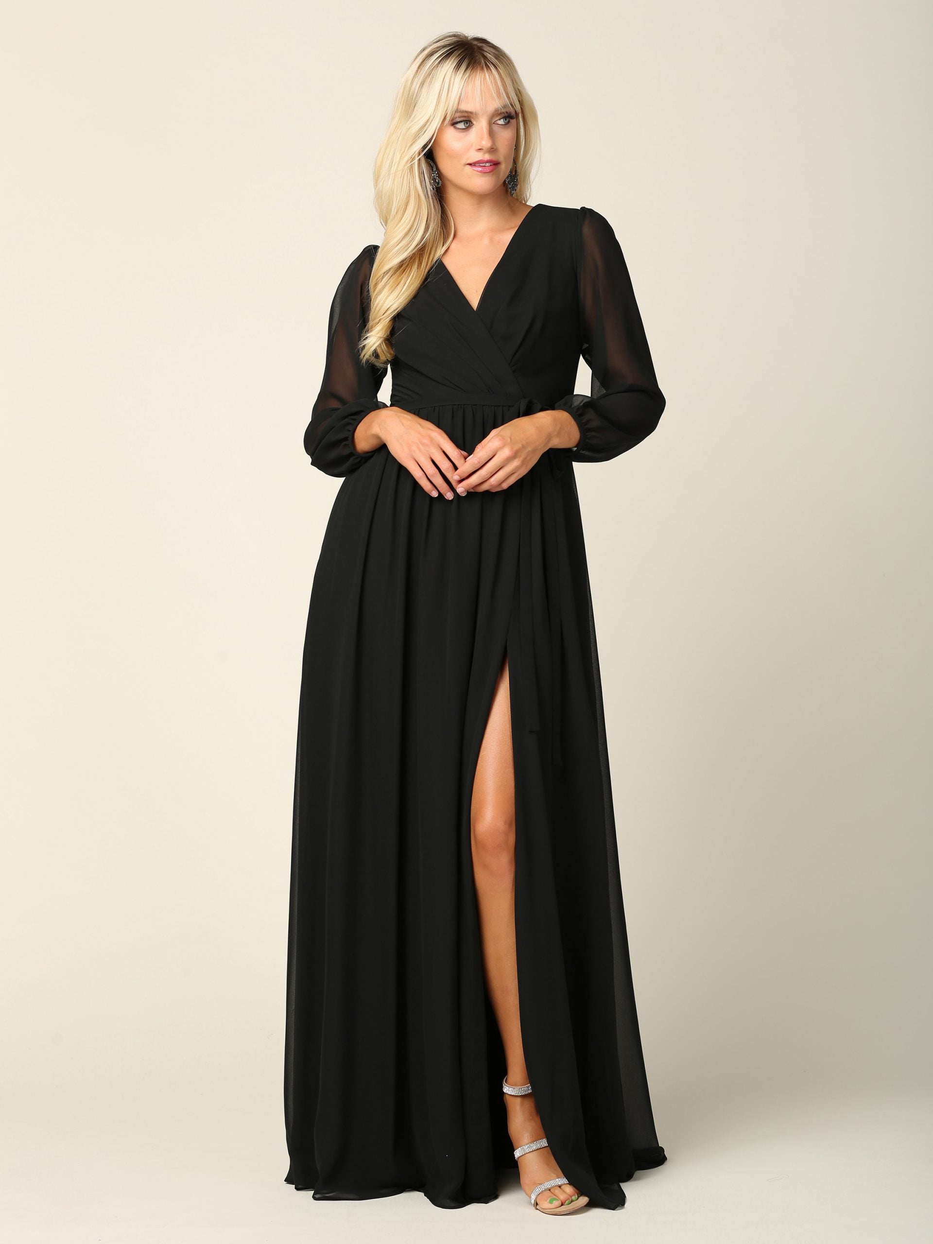 Eva USA 3410 Chiffon Balloon Sleeve Bridesmaids Dress