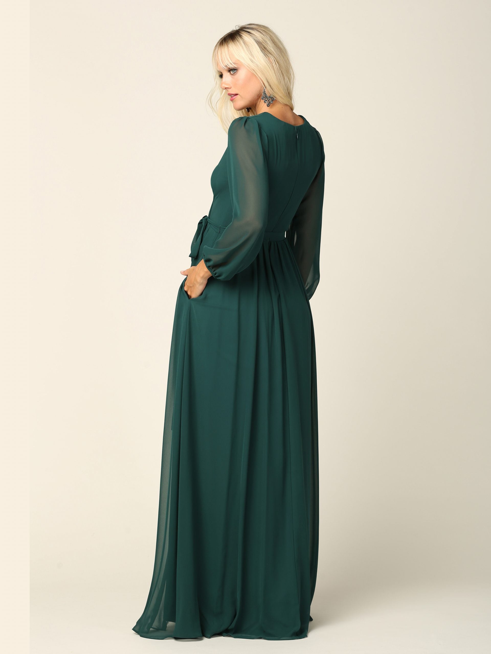 Eva USA 3410 Chiffon Balloon Sleeve Bridesmaids Dress