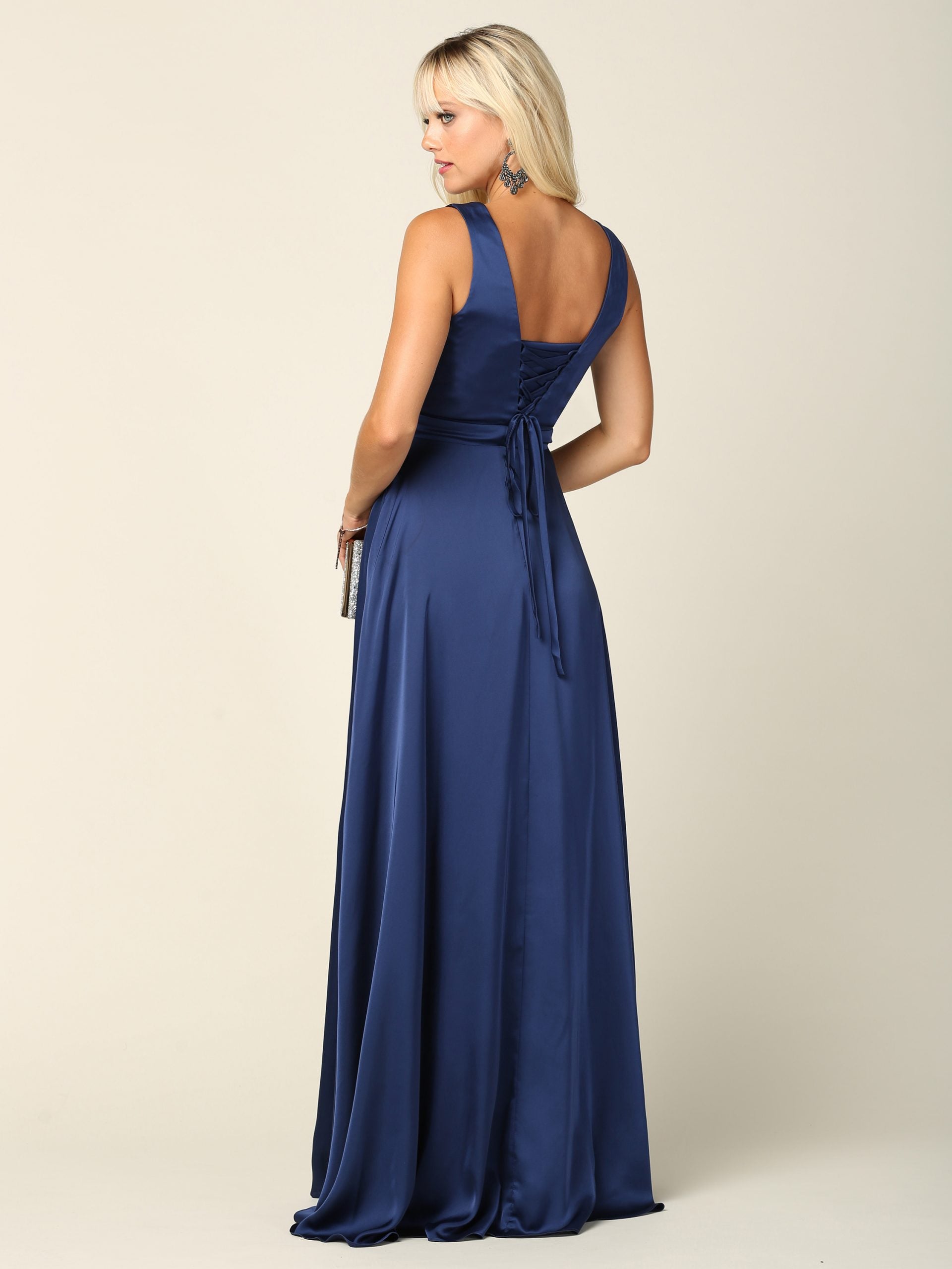 Eva USA 3423 Satin Bridesmaid Dress With Pockets