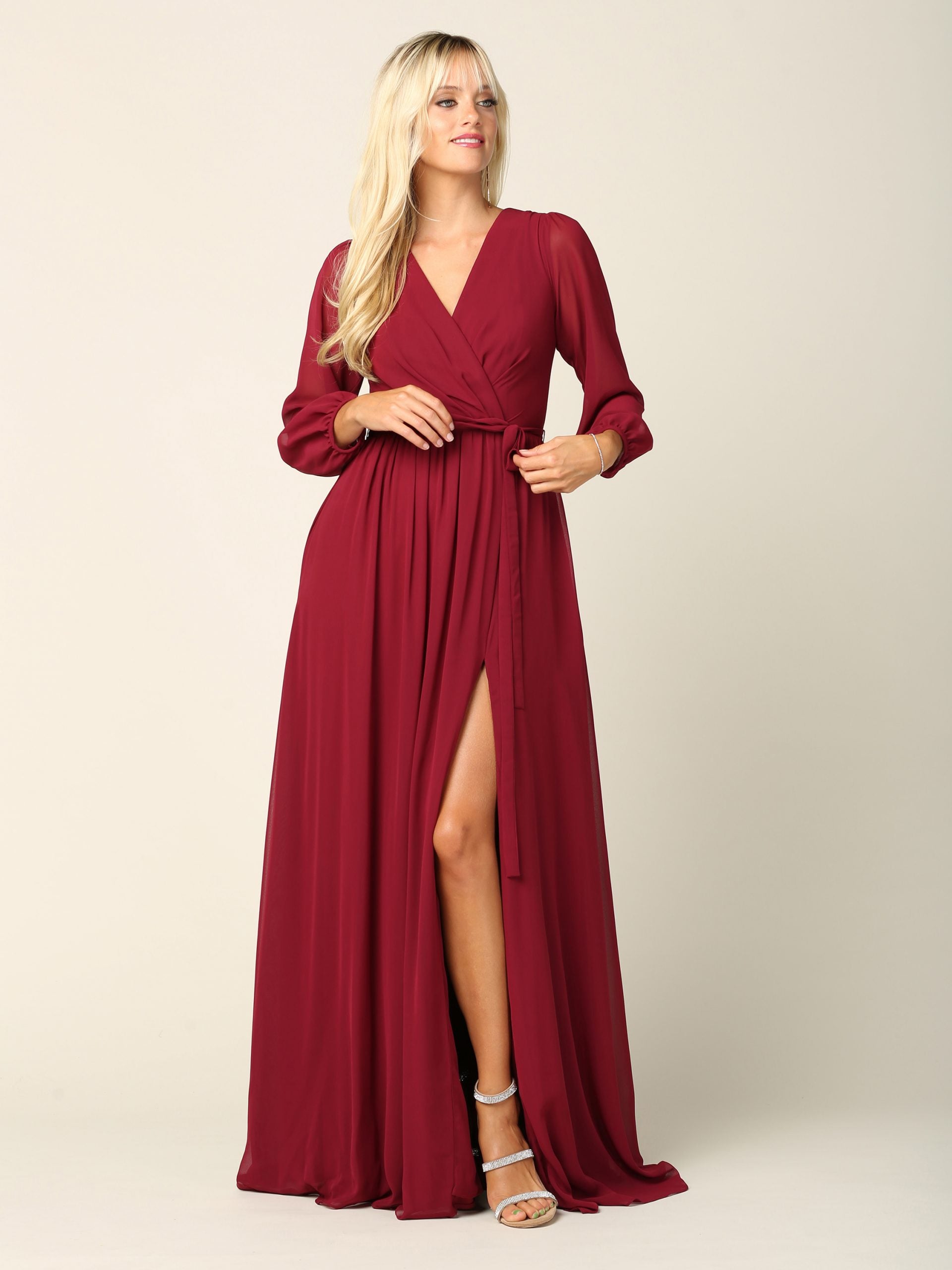 Eva USA 3410 Chiffon Balloon Sleeve Bridesmaids Dress