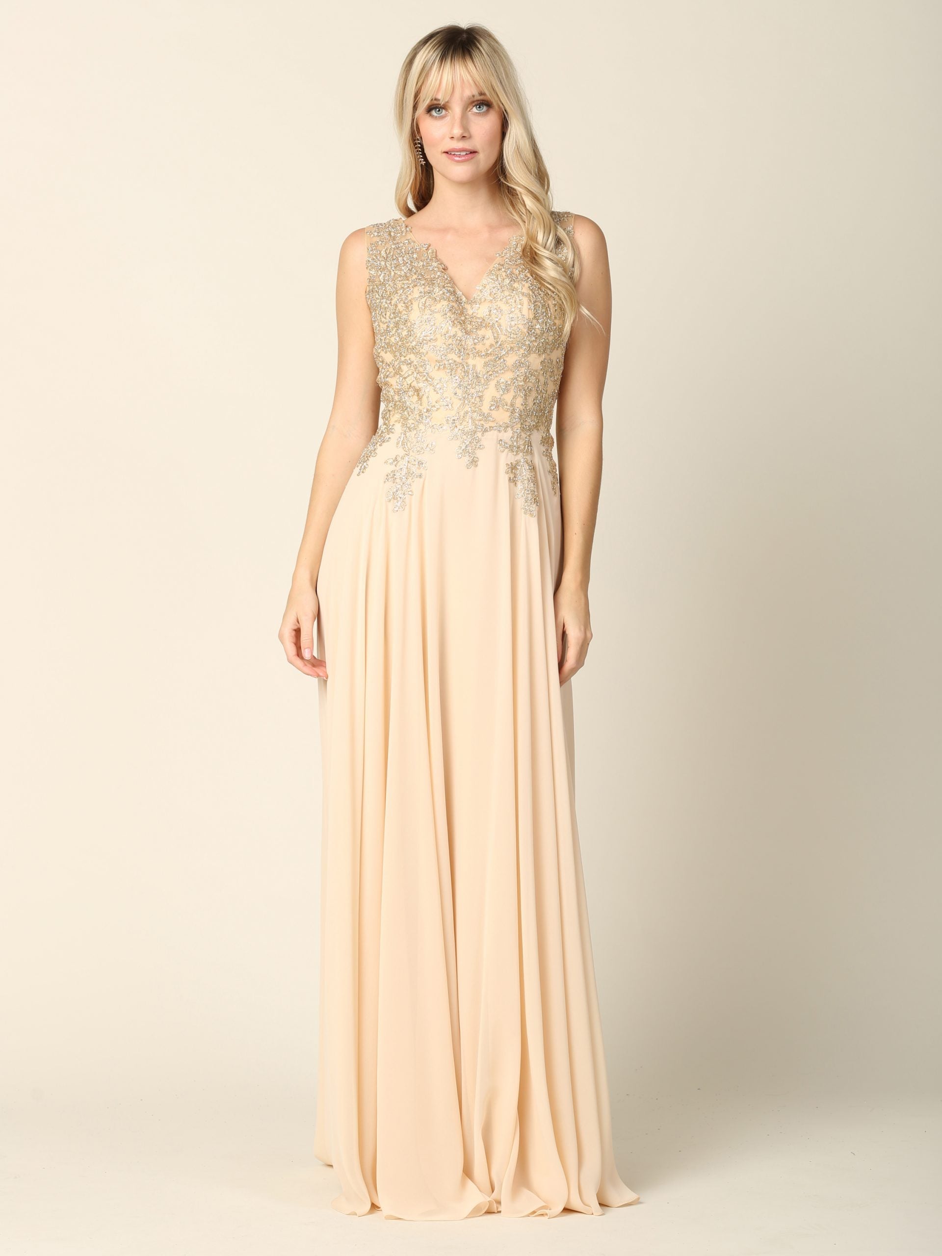 Eva USA style 5233 mother of the bride gown in champagne.