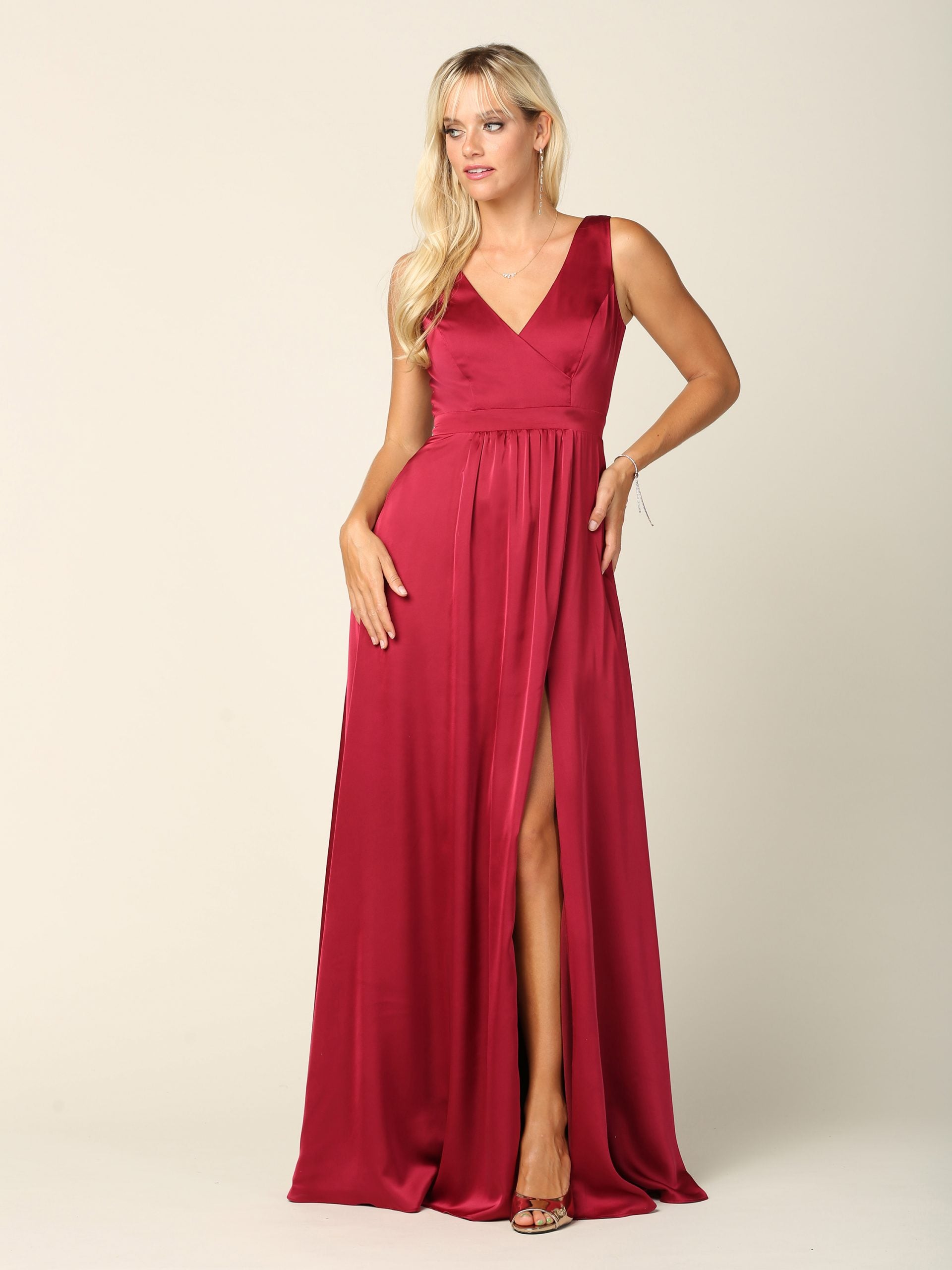 Eva USA 3423 Satin Bridesmaid Dress With Pockets