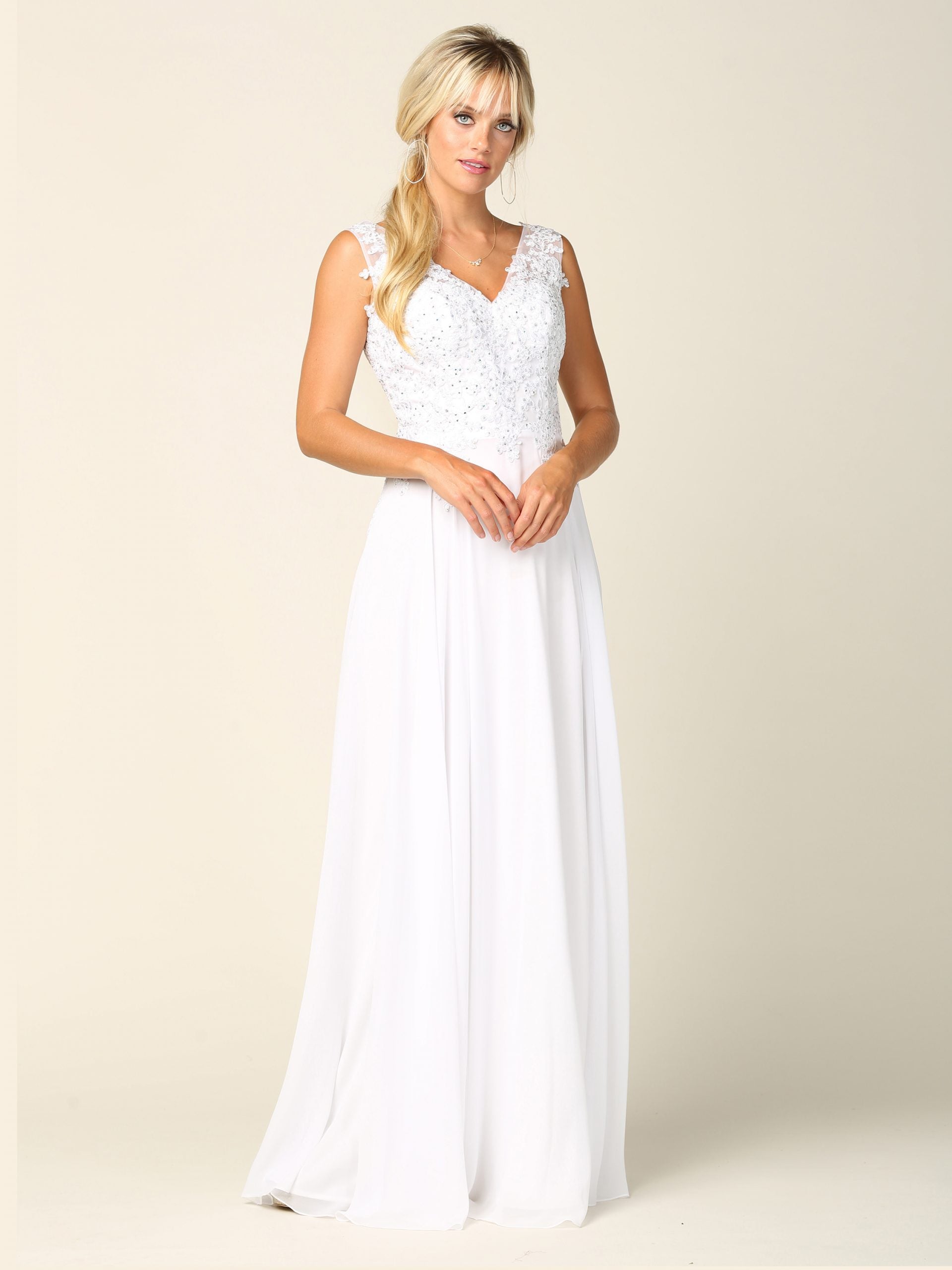 Eva USA style 5233 mother of the bride gown in white.