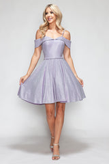 Lenovia 3092 Short Stretch Metallic Homecoming Dress with Pockets