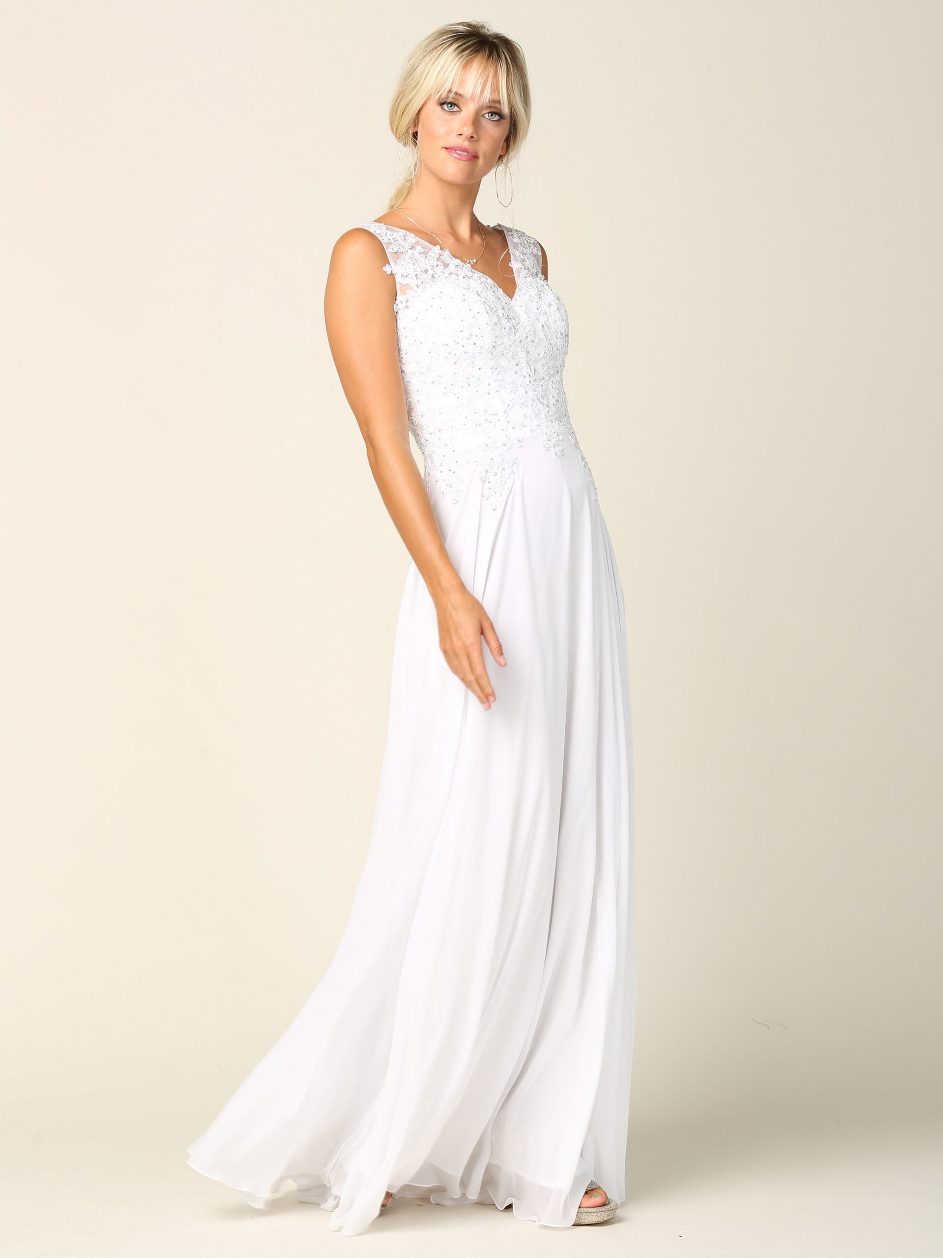 Eva USA style 5233 mother of the bride gown in white.