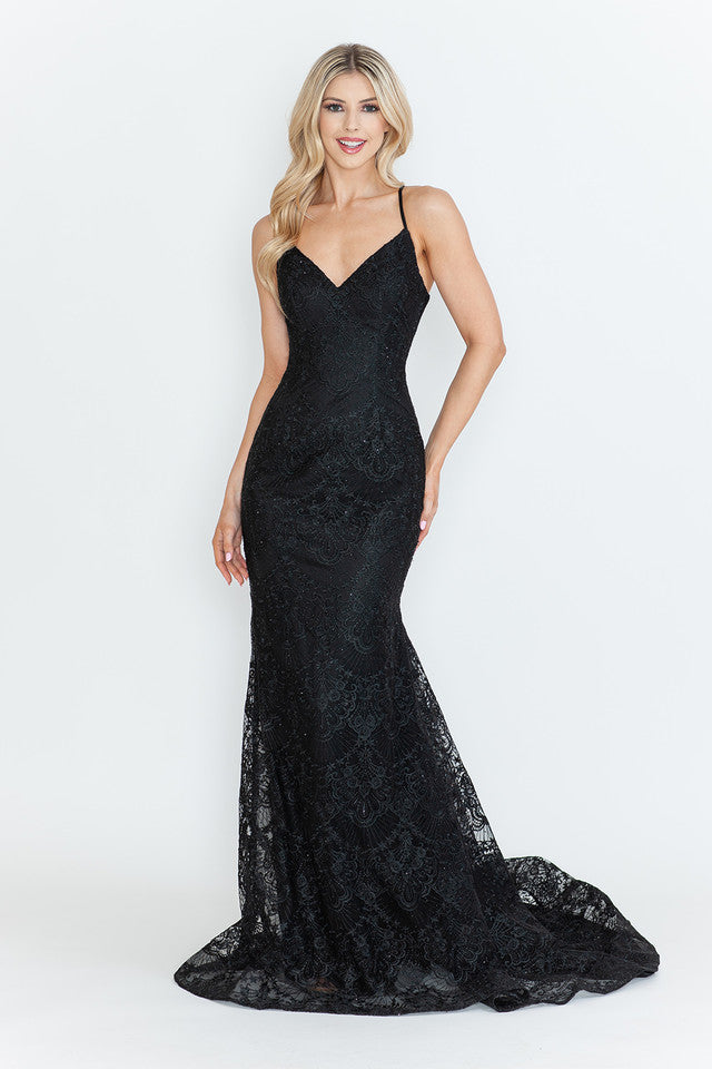 Lenovia 8338 Embroidered Lace Formal Prom Gown