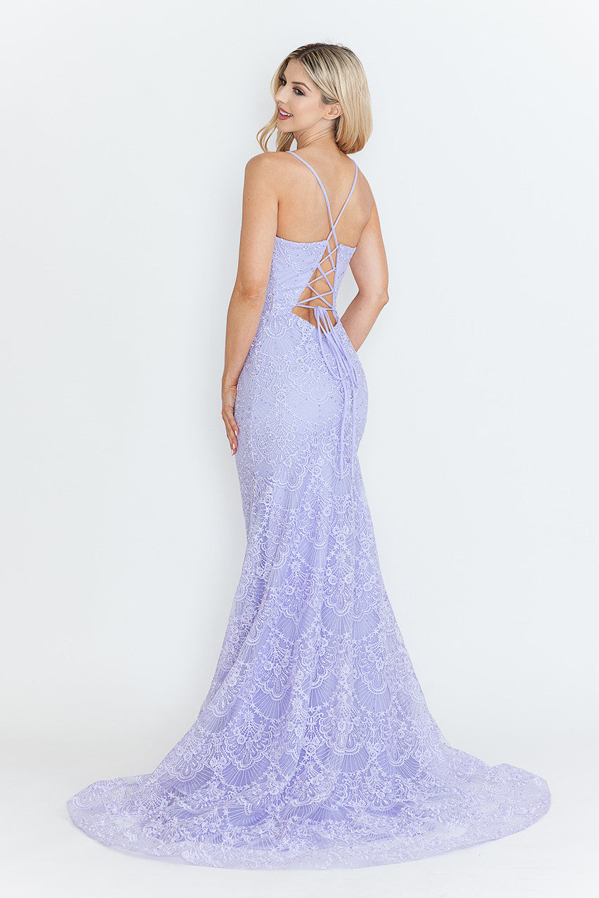 Lenovia 8338 Embroidered Lace Formal Prom Gown