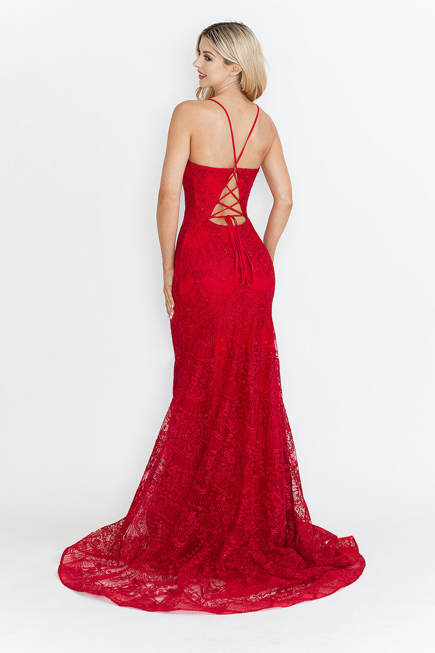 Lenovia 8338 Embroidered Lace Formal Prom Gown