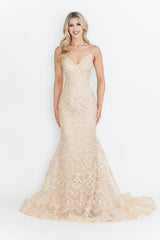 Lenovia 8338 Embroidered Lace Formal Prom Gown