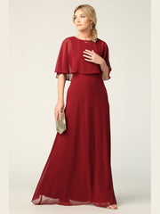Eva USA 3348 Chiffon Bridesmaid Gown with Cape Overlay