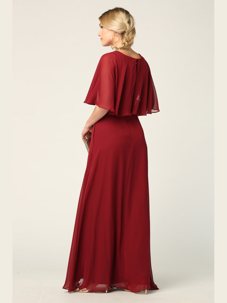 Eva USA 3348 Chiffon Bridesmaid Gown with Cape Overlay