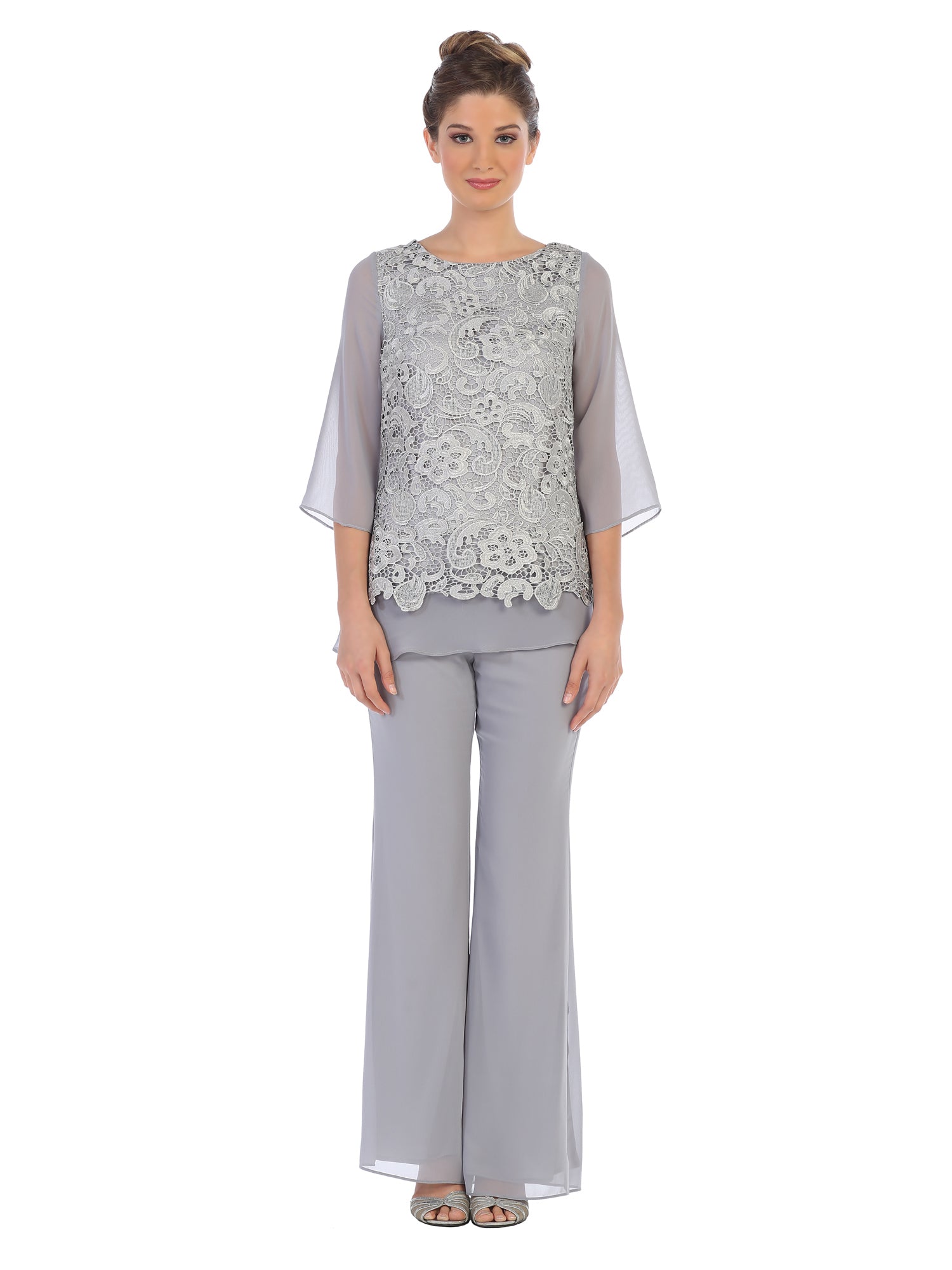 Eva USA 3289 Women's Lace and Chiffon Pant Suit