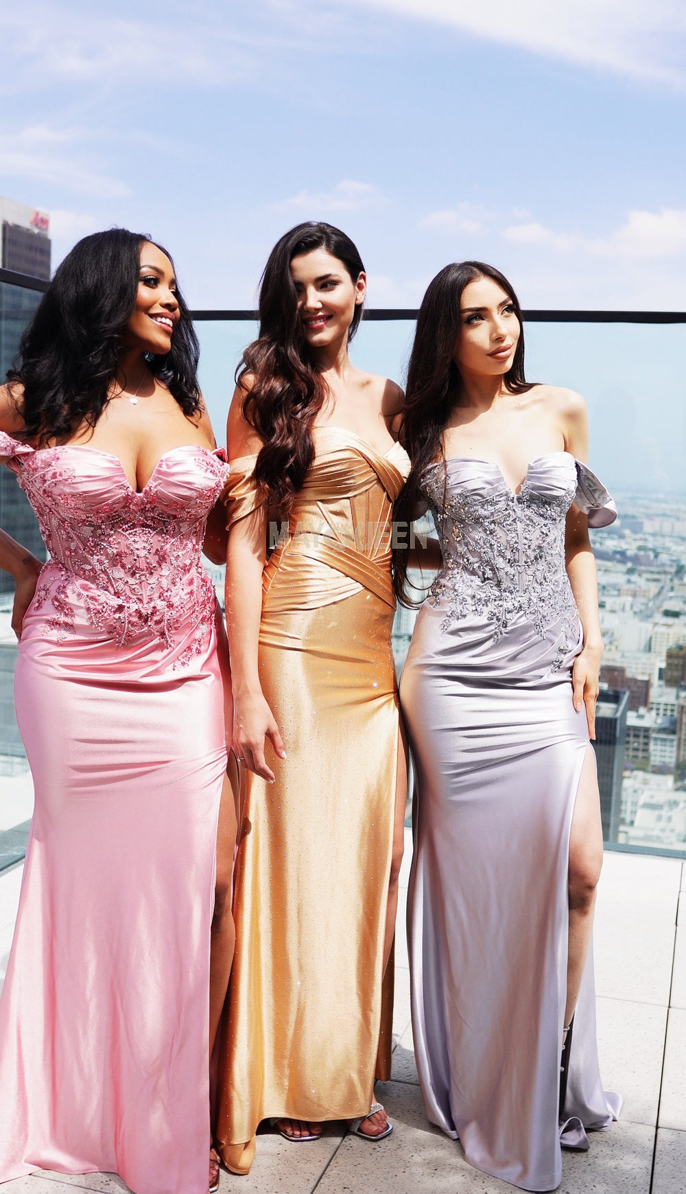 MayQueen MQ-2181 Formal Satin Prom Gown With Brush Train