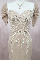 Chicas J066 Shimmer & Lace Off The Shoulder Prom Or Evening Gown