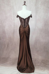 Chicas J094 Fitted Satin & Lace Prom Gown With Lace Up Back