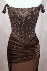 Chicas J094 Fitted Satin & Lace Prom Gown With Lace Up Back