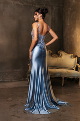 May Queen MQ2145 Satin Formal Prom Gown