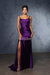 May Queen MQ2145 Satin Formal Prom Gown