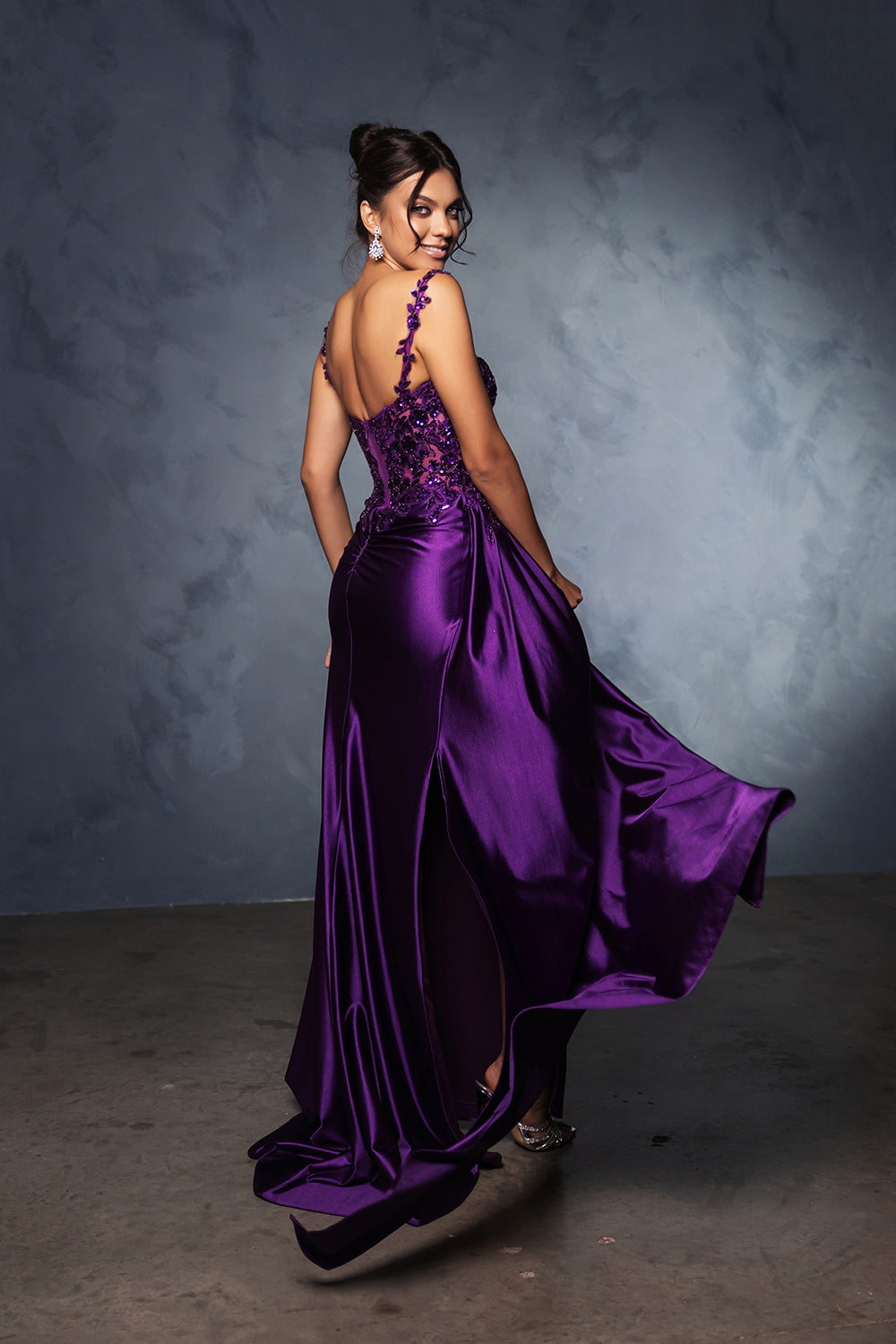 May Queen 2145 Satin Formal Prom Gown