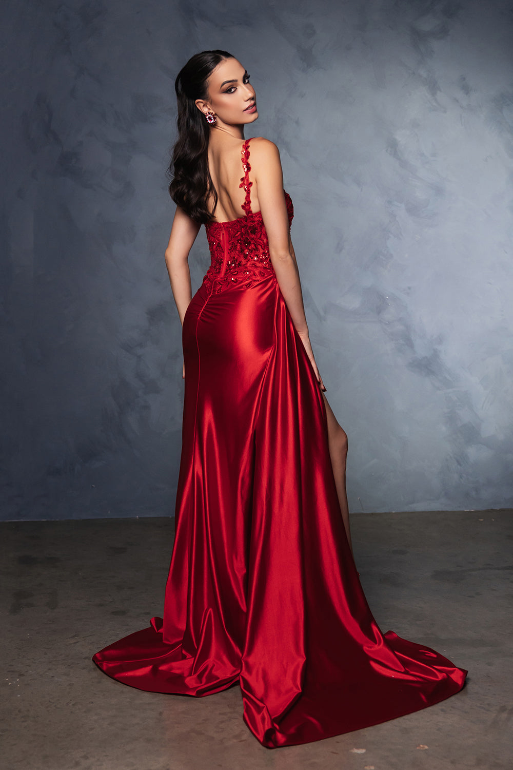 May Queen 2145 Satin Formal Prom Gown