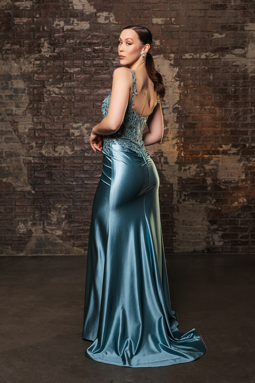 May Queen 2145 Satin Formal Prom Gown