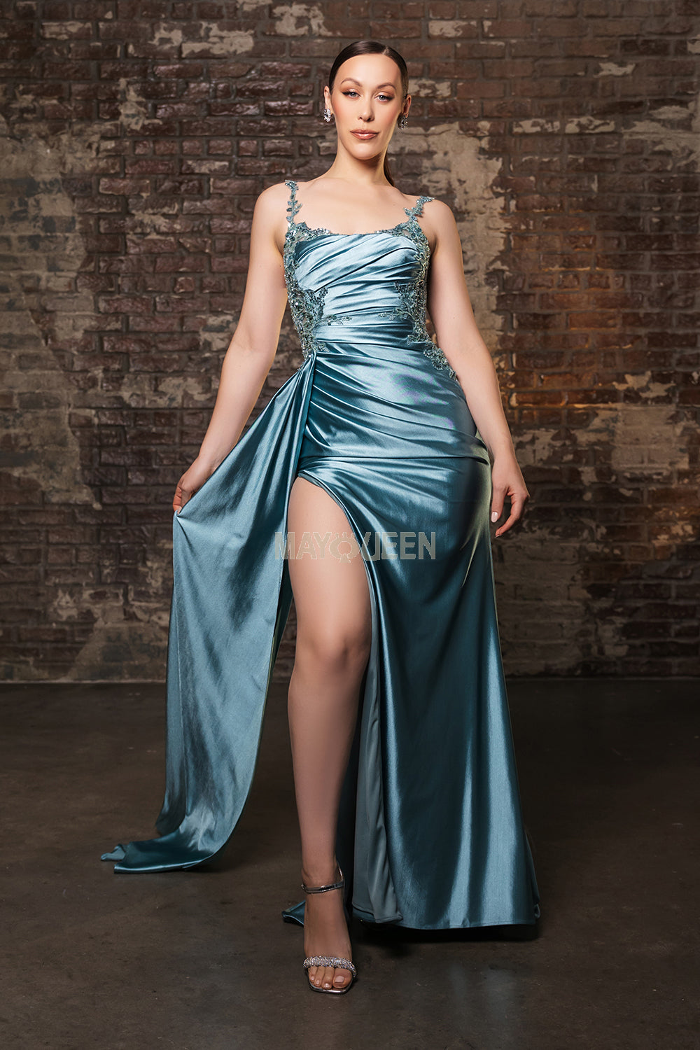 May Queen 2145 Satin Formal Prom Gown