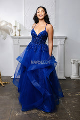 MayQueen MQ2203 Layered Sparkle Tulle Prom Gown