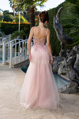 MayQueen 2209 Shimmer Tulle Prom Gown With Lace-up Back