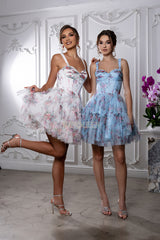 MayQueen 2216 Short Floral Print Hoco Prom Dress