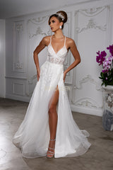 MayQueen 2220 Long Lace and Tulle Prom or Evening Gown