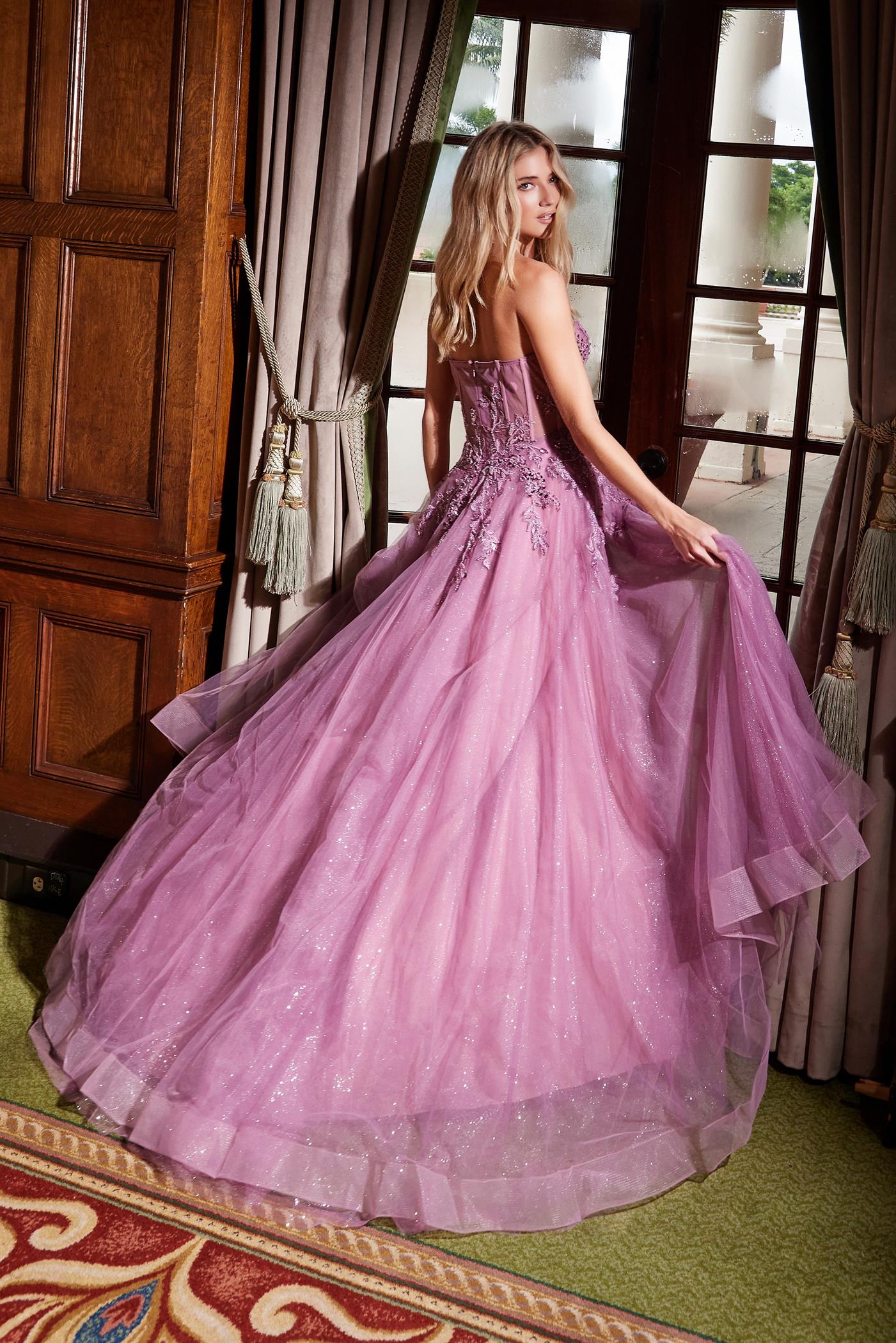 Nox Anabel 1371-G Glitter Tulle and Lace Prom Gown