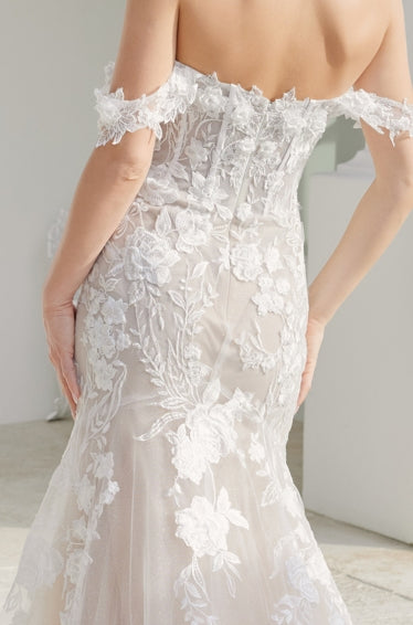 Nox Anabel JE-974 Off Shoulder Tulle Lace Wedding Dress