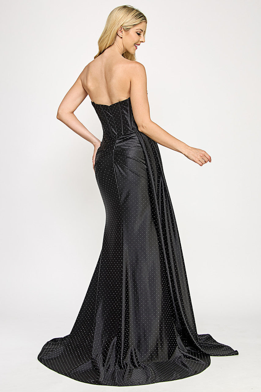 Lenovia 8402 Sateen Formal Prom or Evening Gown with Brush Train