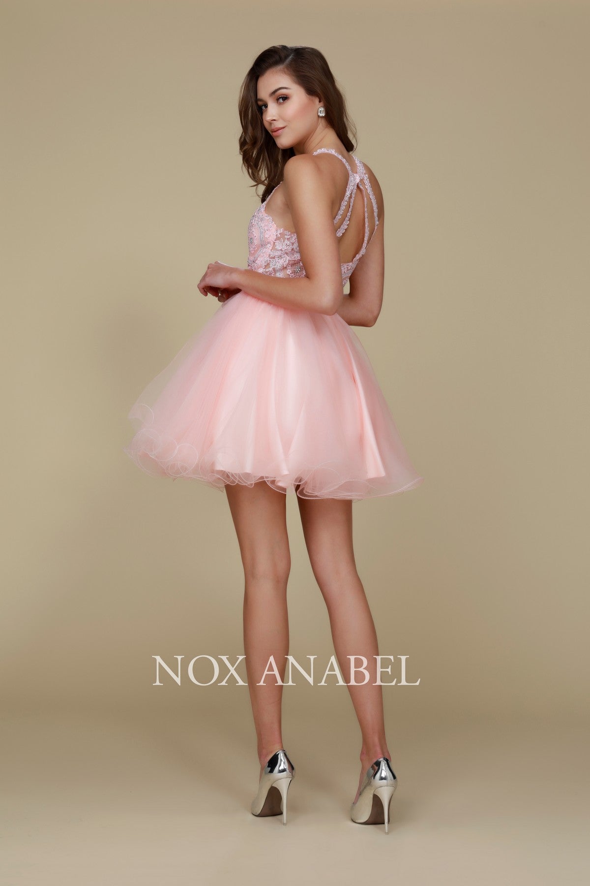 Nox Anabel B 652 Short Halter Style Tulle Party or Prom Dress