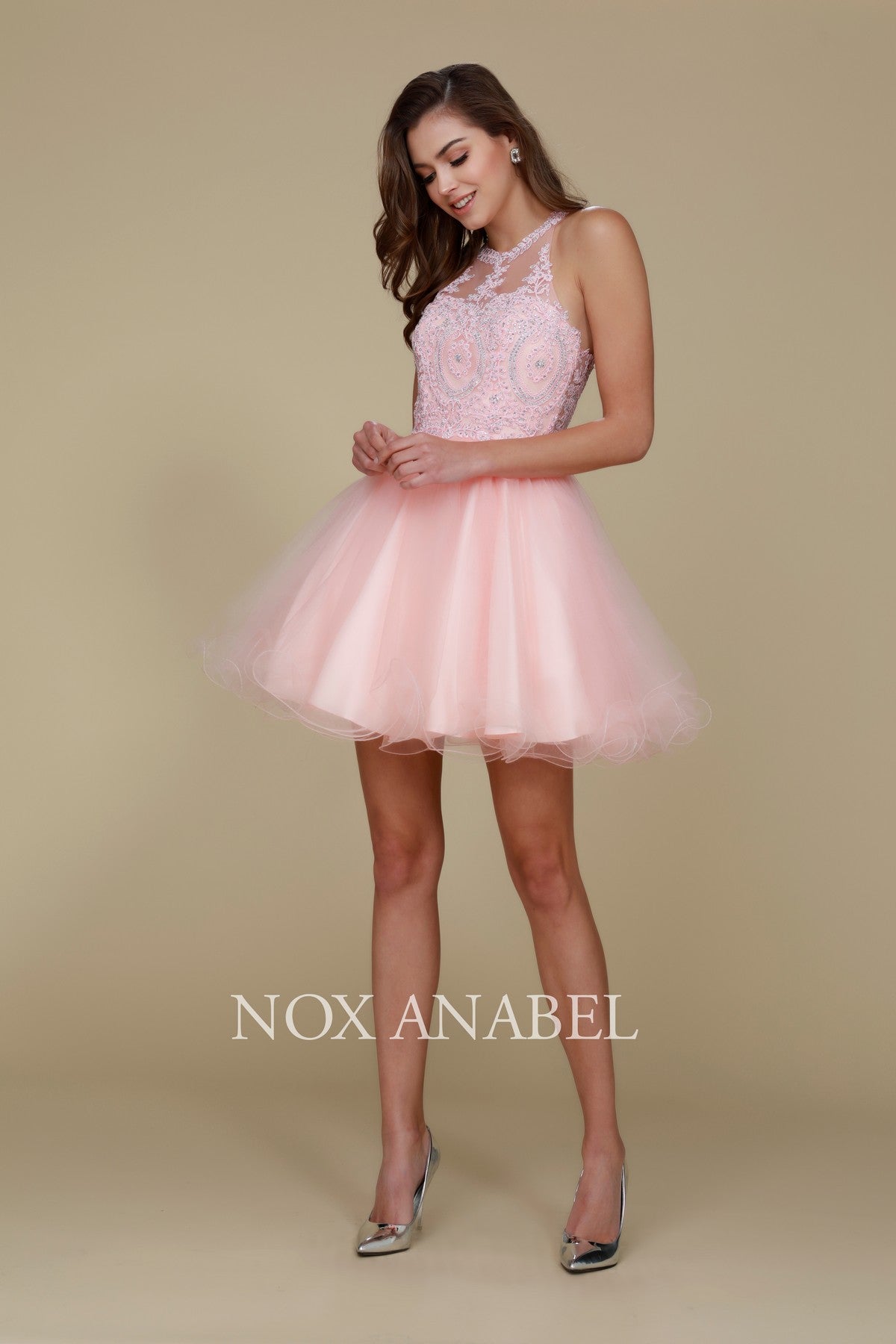 Nox Anabel B 652 Short Halter Style Tulle Party or Prom Dress