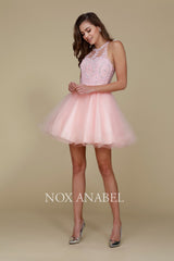 Nox Anabel B 652 Short Halter Style Tulle Party or Prom Dress