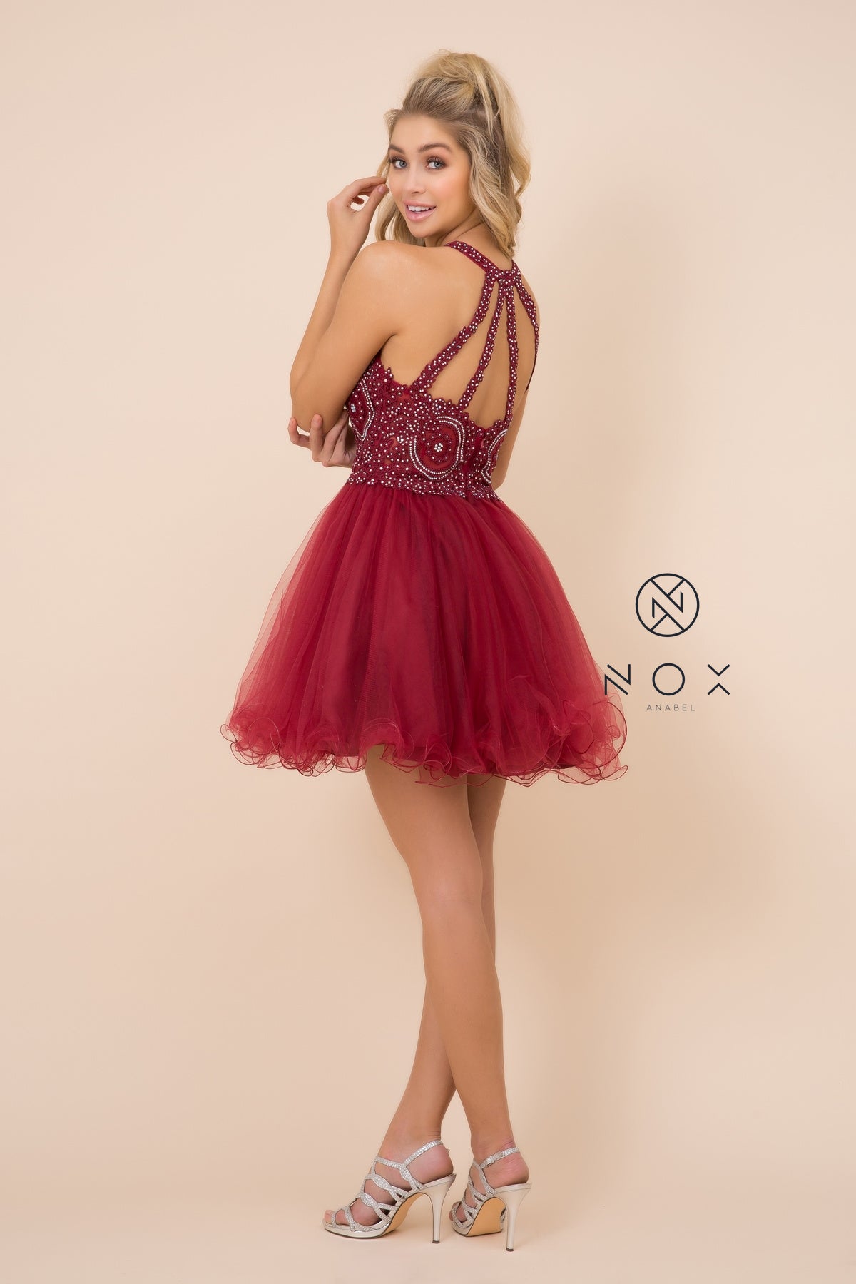 Nox Anabel B 652 Short Halter Style Tulle Party or Prom Dress